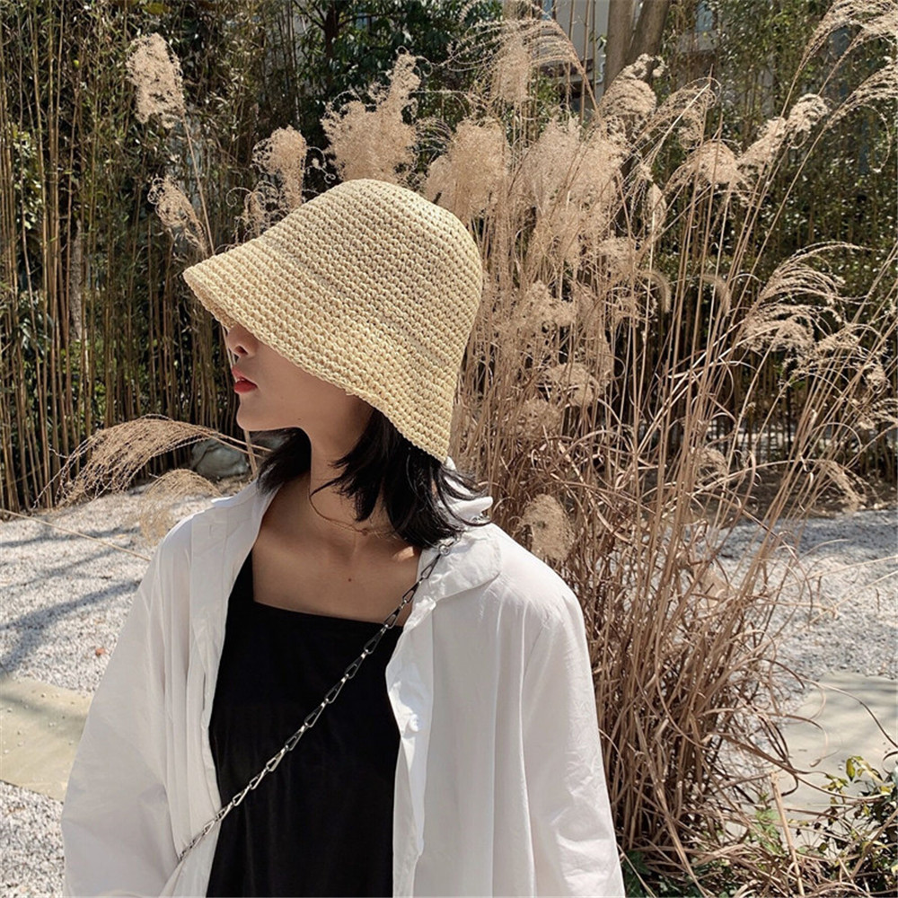 Hot Women's Fashion Summer Cap - Bucket Hat Straw avis et prix
