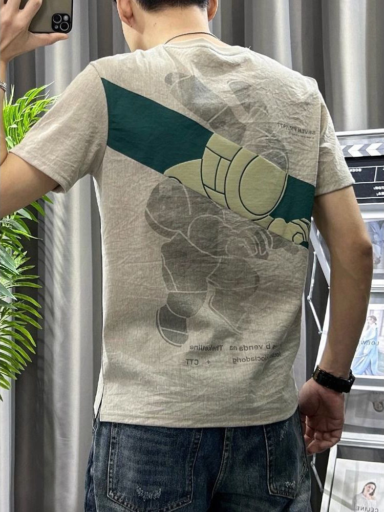 Male Tees Shirts White Linen T - Short Linen Drawstring avis et prix