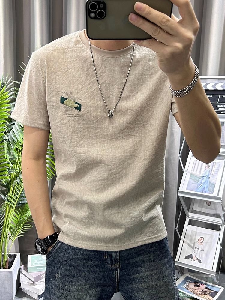 Male Tees Shirts White Linen T - Short Linen Drawstring avis et prix