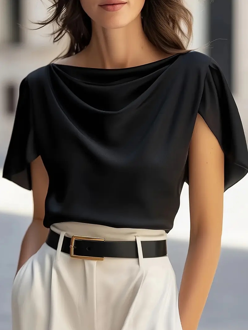 Elegant Draped Collar Butterfl - Shirt Camp Collar avis et prix