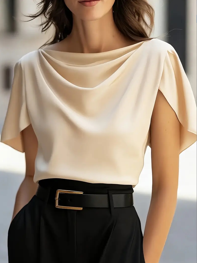 Elegant Draped Collar Butterfl - Shirt Camp Collar avis et prix