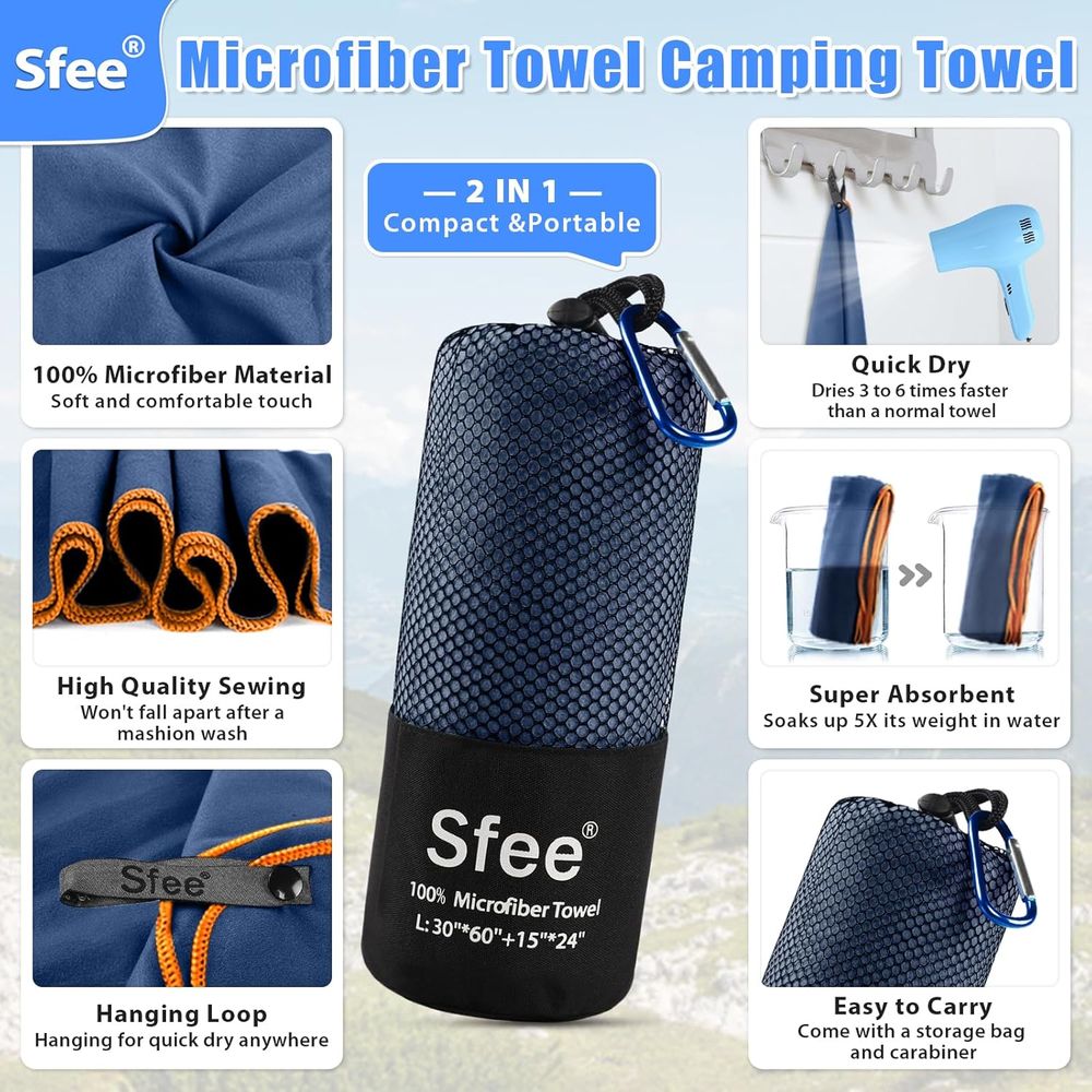 Compact Large Absorbent Travel - Beach Towel Large avis et prix
