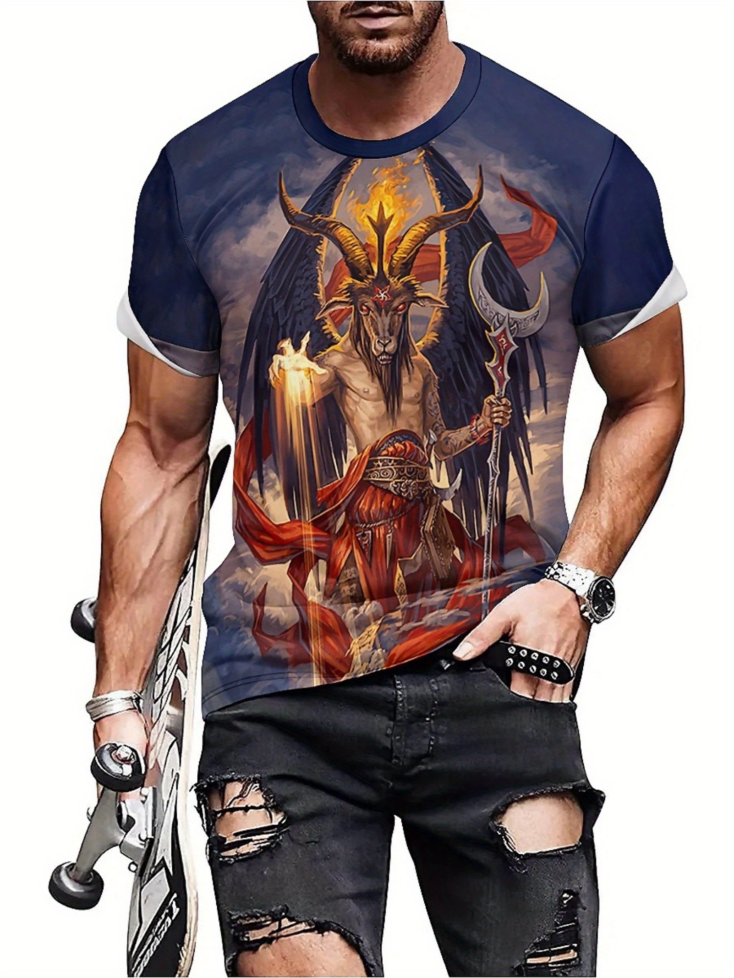 Men's 3D Demon Print T-Shirt | - Tee Graphic Print avis et prix