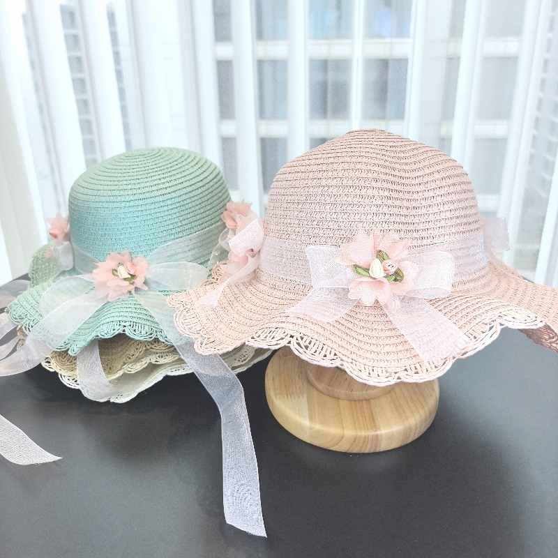 Girls 2pcs Straw Hat Solid Col - Bucket Hat Straw avis et prix