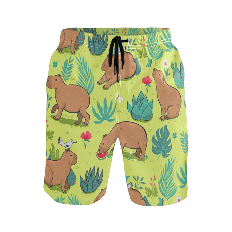 Cartoon Animal 3d Print Capyba - Trunks Board Surf avis et prix